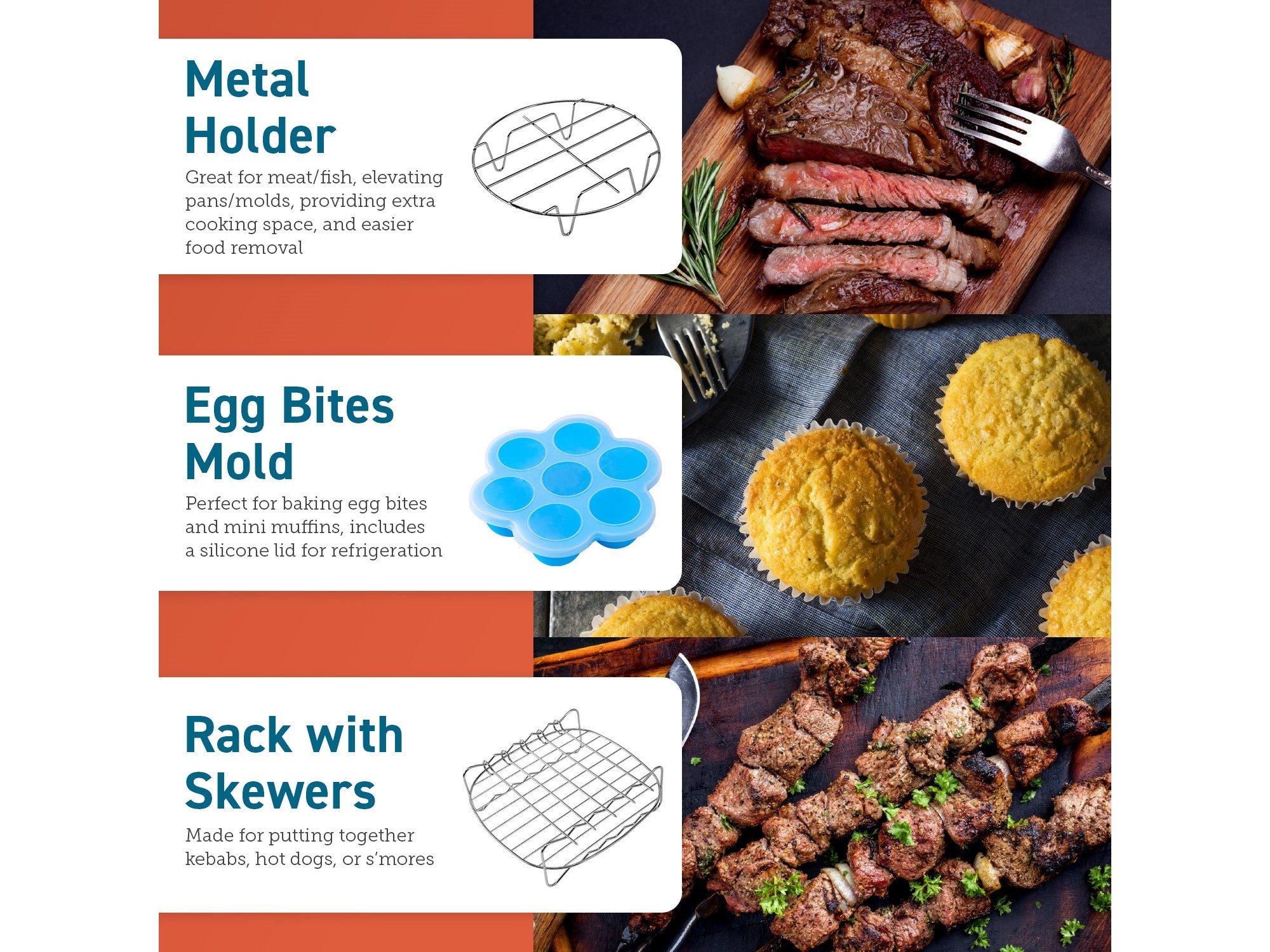 Tillbehörssett 2 till Cosori Airfryer 5.5 Liter