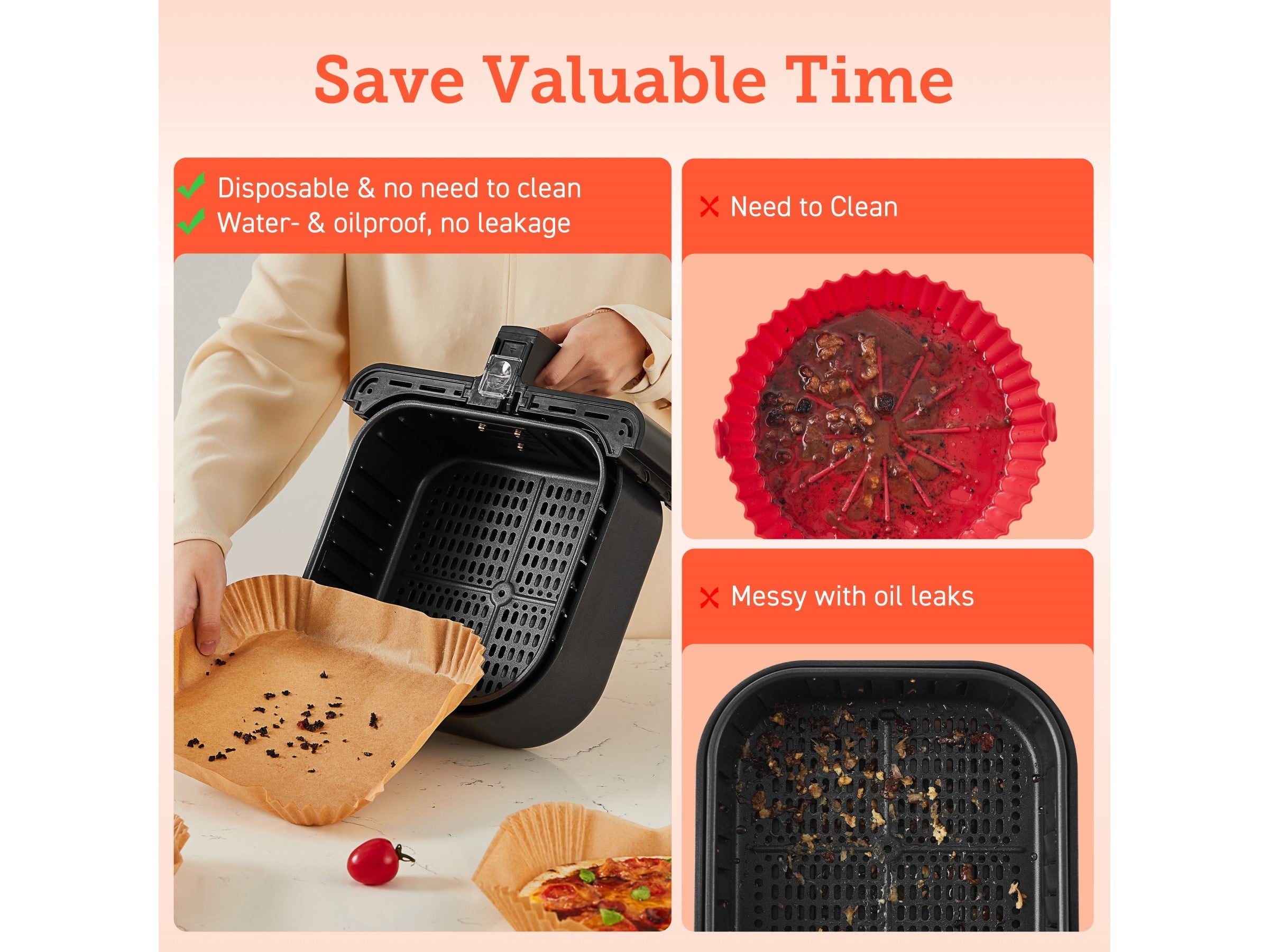 Bakpapper till Airfryer 6 liter (100 stk)