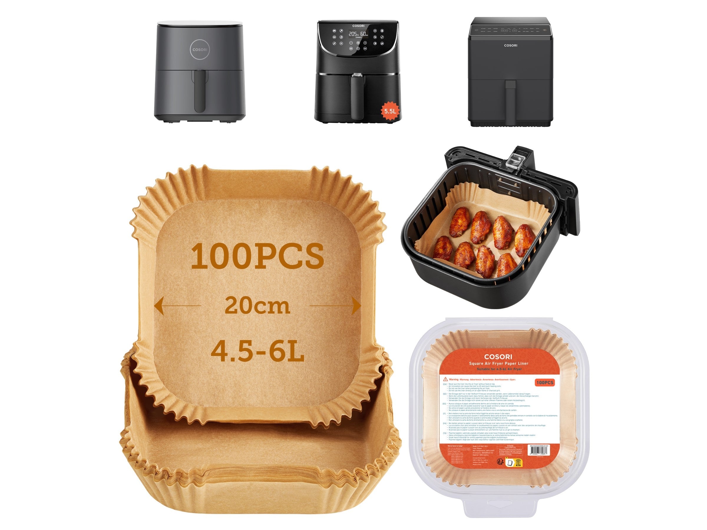 Bakpapper till Airfryer 6 liter (100 stk)