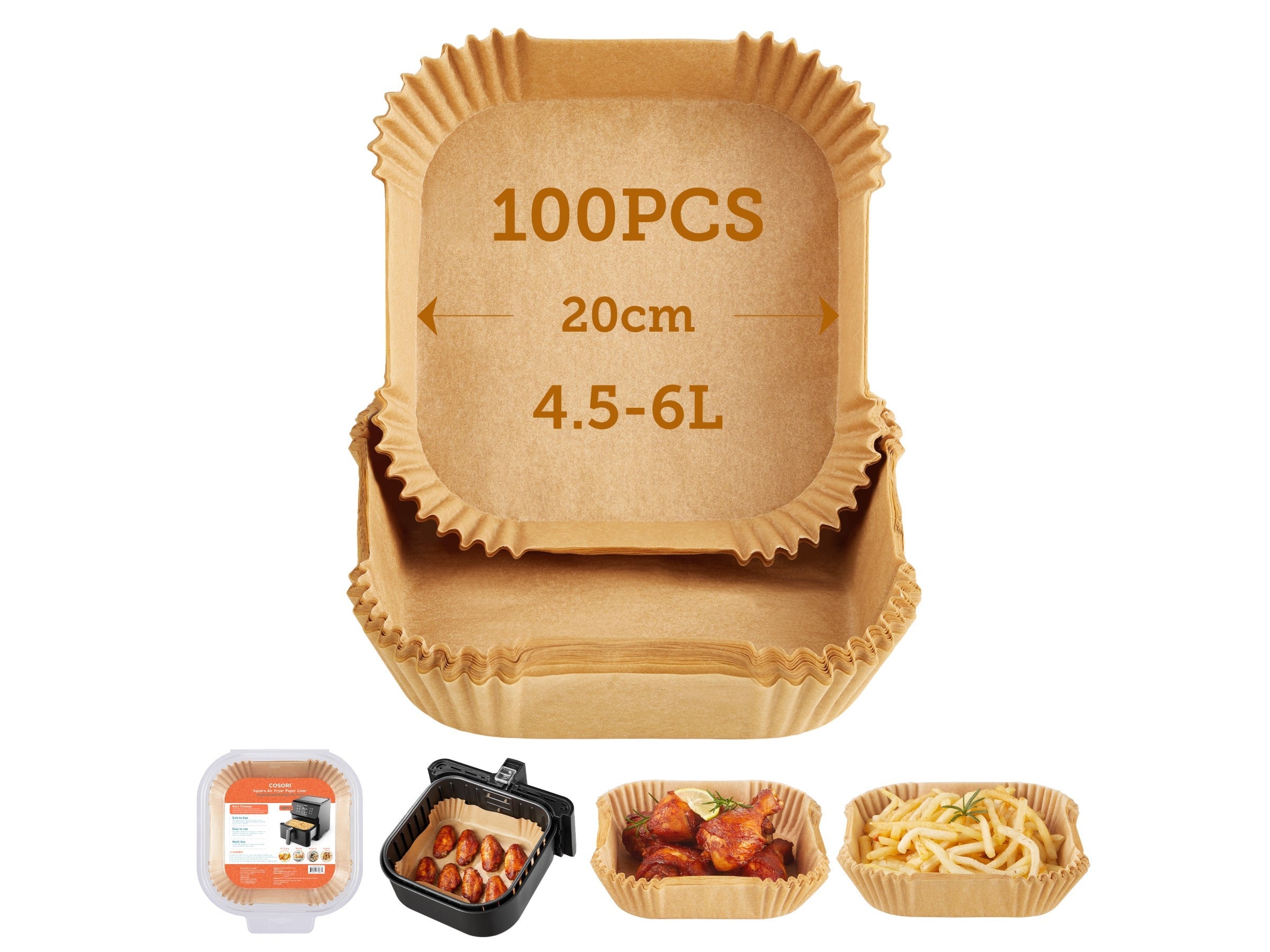 Bakpapper till Airfryer 6 liter (100 stk)
